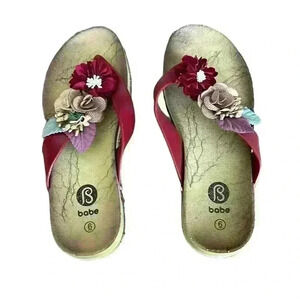 BABE Woman Slide Summer Sandals with Flowers Size 6
